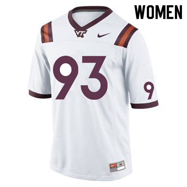 Women #93 Mario Kendricks Virginia Tech Hokies College Football Jerseys Sale-White - Click Image to Close